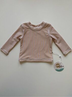 Caden Lane Baby Unisex Striped Long-Sleeve Rash Guard Shirt - Size 3-6M